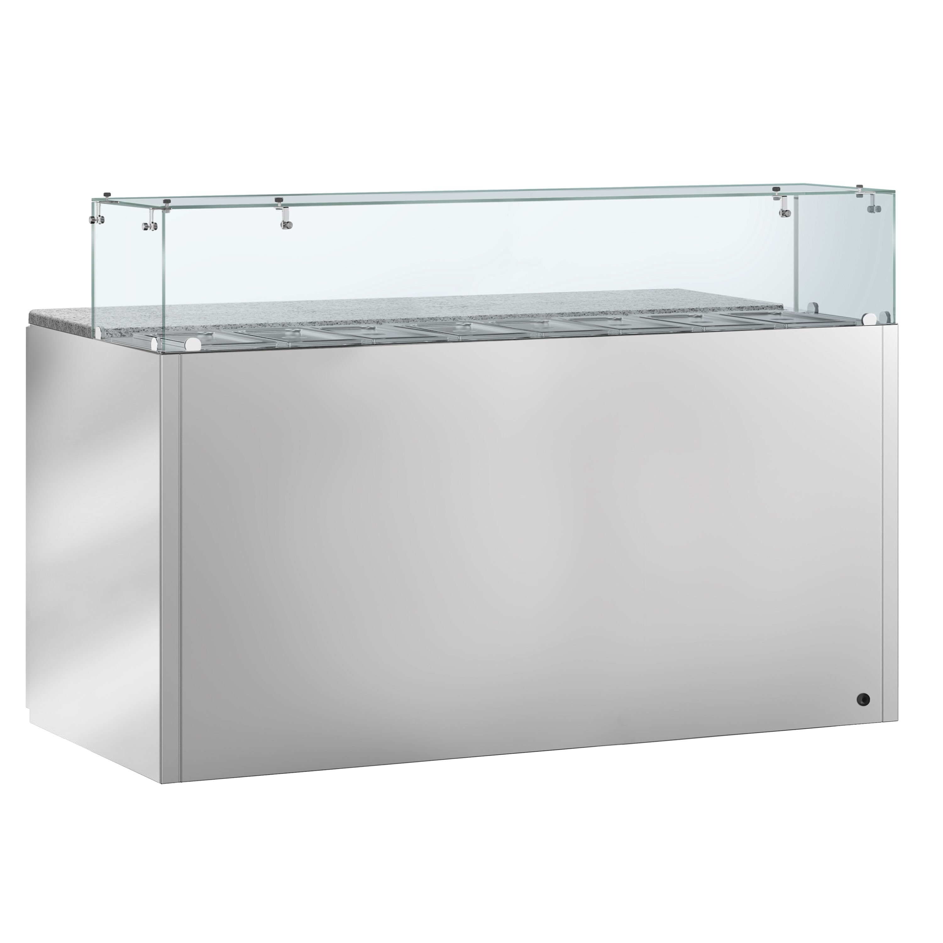 Saladette réfrigérée ECO - 1368mm - 368L - 3 portes - avec vitrine de comptoir pour 8x GN 1/6