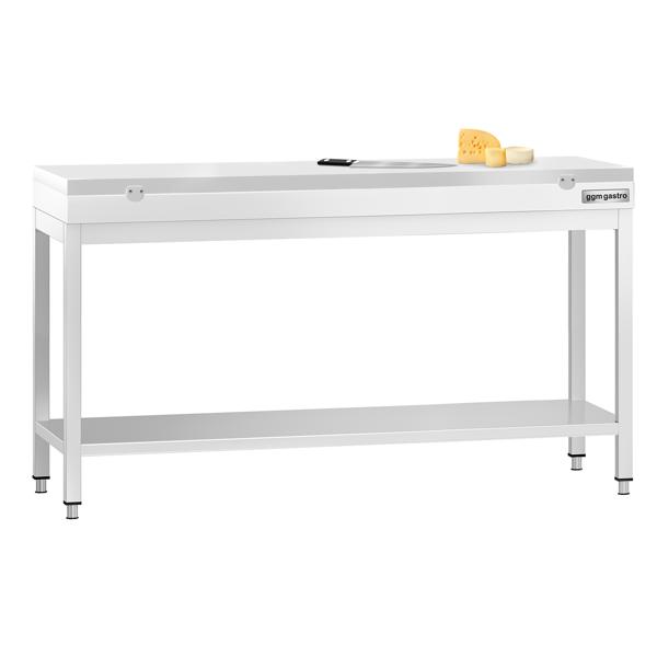 Radni stol od nehrđajućeg čelika PREMIUM - 1800x600 mm - Sa podnom pločom bez poleđine uklj. ploču za rezanje