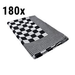 (180 قطع) منشفة الأطباق - قطن - 65 x 65 cm - أسود/أبيض مربعات