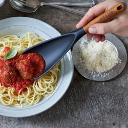 STAUB | Silicone Cooking & Serving Spoon – 30 cm - Black - Acacia Handle - Non-stick Safe