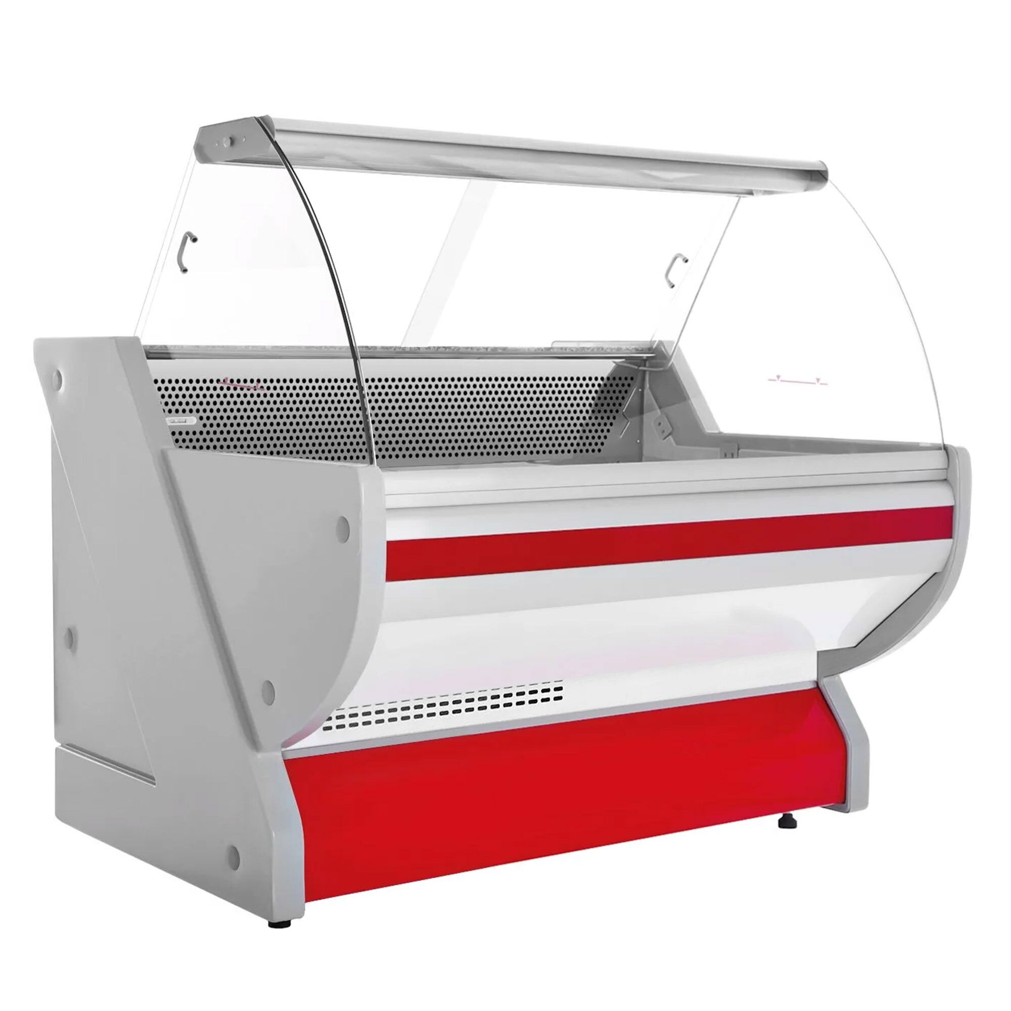 Comptoir vitrine réfrigérée - 1525x1150mm - +1/+10°C - Vitre bombée - 300L - Rouge