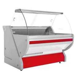 Serve Over Counter - 1525x1150mm - granite worktop - red front - capacity 300 litres - curved front glass