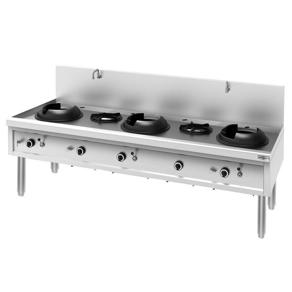 Gas wok stove - with 3 + 2 burners - 100 kW