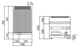 Plancha électrique - plaque acier - 8,0 kW - Rainurée - Surface de cuisson : 395x535mm