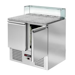 Saladette ECO - 900mm - 2 deuren - met rechte glazen opzetvitrine voor 5x GN 1/6