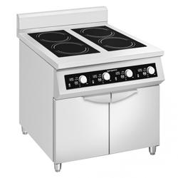 Mașină de gătit cu inducție profesională - seria 700 - 800x700x(H)980 mm - 20 kW - 4 zone de inducție - dulap de bază cu 2 uși