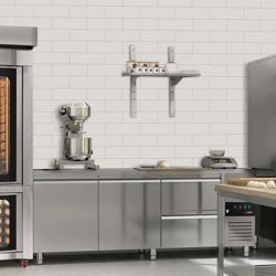 Étagère murale en inox ECO - 600x300mm - 3 niveaux - avec dosseret