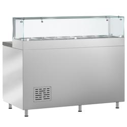 Saladette PREMIUM - 1510mm - 2 deuren - met glazen opzetvitrine voor 7x GN 1/3 - granieten werkblad