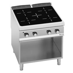 Sähköliesi Paolo 900 ‑sarja - 800x900x940 mm - 16 kW - 4 keittolevyä - jalustalla - avoin, pohjahyllyllä & keräyslaatikolla