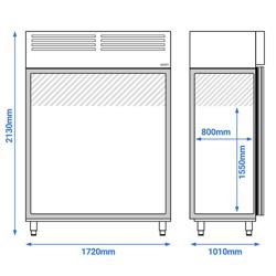 Bäckerei-Kühlschrank Edelstahl PREMIUM - EN 600x400 - 1700 Liter - mit 2 Türen