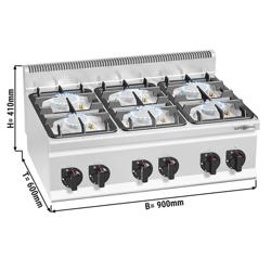 Fogão a gás - 6x queimadores (28,5 kW) com chama piloto