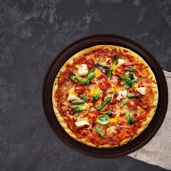 (12 Stück) Pizzateller Polyethylen - Ø 280mm - mit Saftrille - Braun