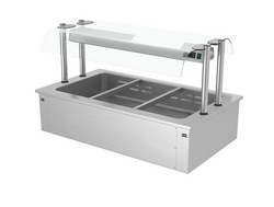 Встраиваемая Водяная  Баня (Bain-marie) 1,1 м - 3x GN 1/1 - со Стеклянной Панелью для защиты от брызг