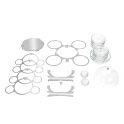 	Etajieră/suport pentru bufet – rotativ – oțel inoxidabil – incl. 17 boluri de sticlă – rotund