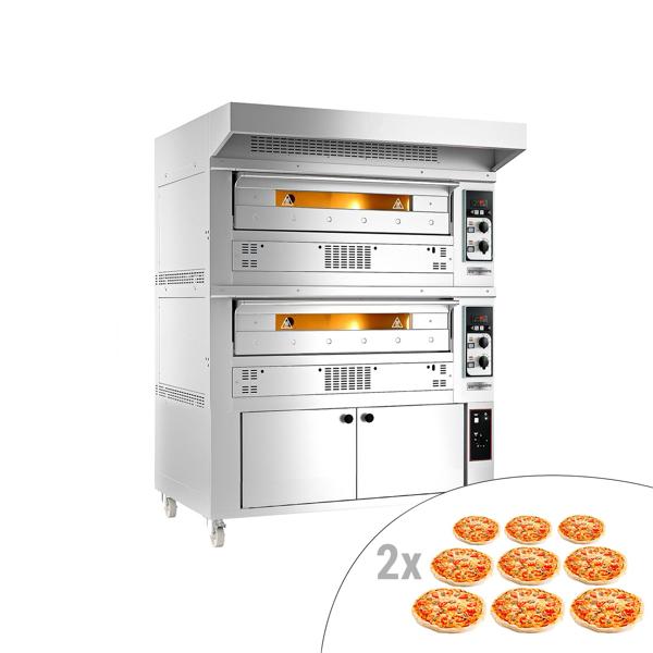 فرن بيتزا على الغاز - 9+9× 33 سم - يدوي- مع شفاط وخزانة تخمير 