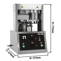 Commercial Heated Pizza Dough Press - for Pizza Bases Ø450mm (18") - Dough 100-500g - 3-Phase