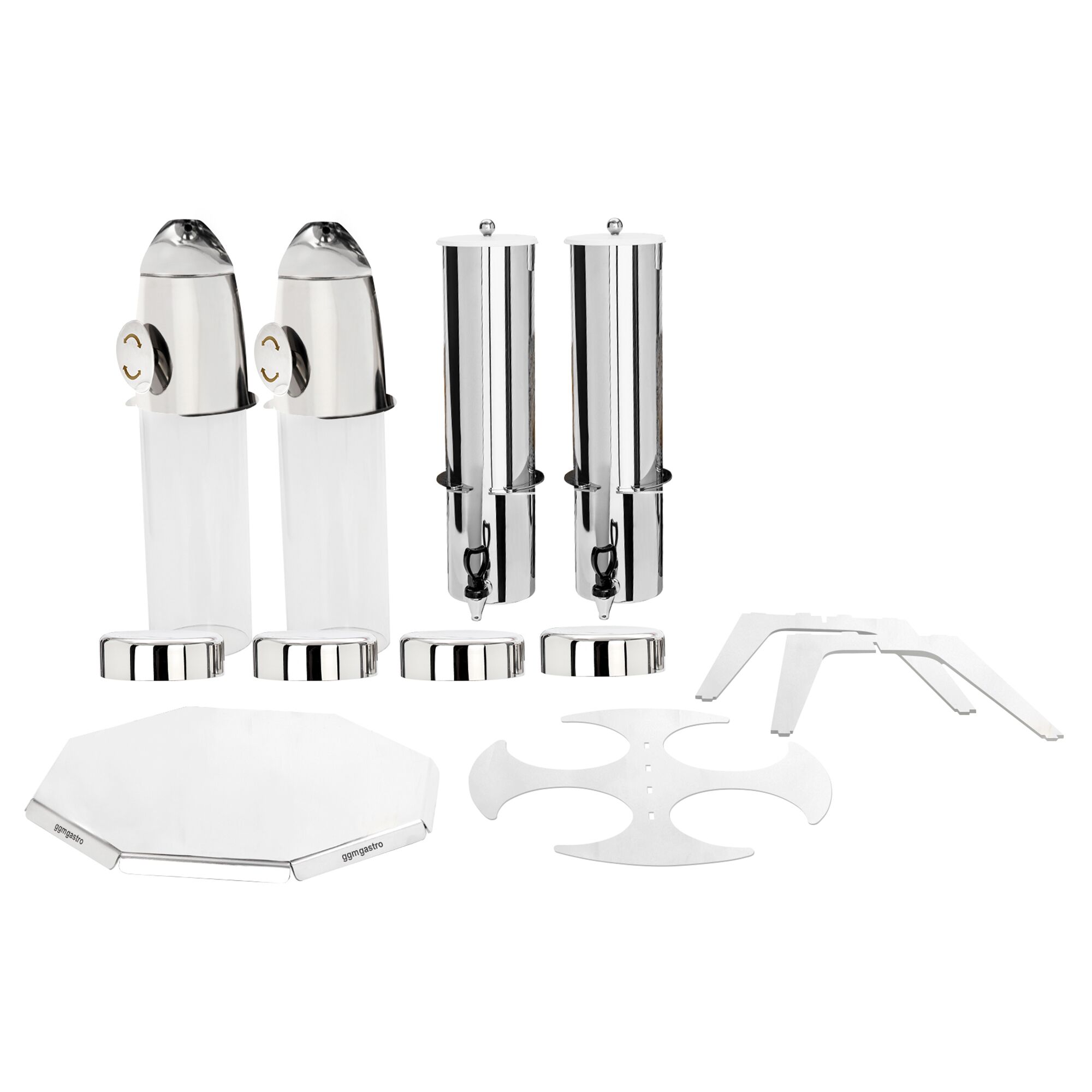 Distributeur de céréales & de lait professionnel - ROTATION - double - rotatif - Molette - Récipients en plastique - 2x 3,6L - Support en inox