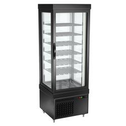Vriesvitrine panoramisch - 430 liter - 670mm - driedubbel glas - met 6 draaiplateaus - zwart - NL