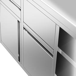 Arbeitsschrank - für Kaffeemaschine - 1600x600mm - mit 2 Schubladen, 1 Tür, 1 Mülleimer & Aufkantung