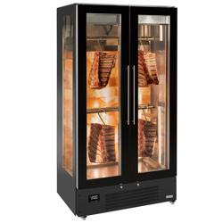 Dry Aging خزانة التعتيق الجاف للحوم الاحترافية - 1000x695mm - مع 2 أبواب زجاجية - أسود