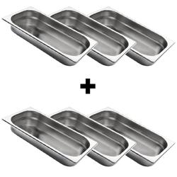 (6 kpl) ruostumattomasta teräksestä valmistettuja GN-astioita 1/3 – korkeus: 40 mm