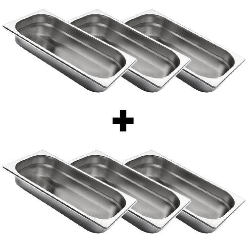 (6 Stück) Edelstahl GN-Behälter 1/3 - Höhe: 40mm