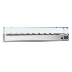 Gekoelde opzetvitrine ECO - met glasopbouw - 2000x395mm - 9x GN 1/3
