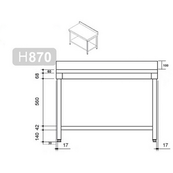 Edelstahl Arbeitstisch PREMIUM - 1800x700mm - mit Grundboden & Aufkantung