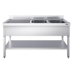 Stół zlewozmywakowy PREMIUM - 1800x600mm - z półką dolną i 2 zlewami po prawej stronie