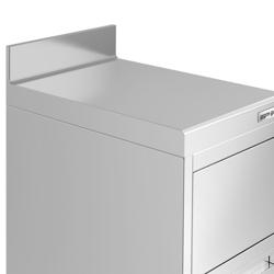 Poubelle - avec couvercle basculant - 400x1150x600mm - fermeture silencieuse, coins arrondis, 4 pieds stables, conforme CE, normes alimentaires européennes, AISI 430 - Acier inoxydable