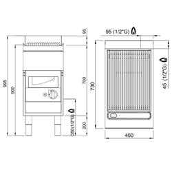 Gas watergrill - 9,0kW - 0,4x0,73m - Staand model - 730mm diep - RVS - Gietijzeren rooster