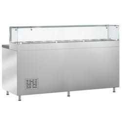 Saladette PREMIUM - 2020mm - 3 deuren - met glazen opzetvitrine voor 10x GN 1/3 - granieten werkblad