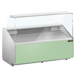 Chladicí pultová vitrína - 1568x979x1323 mm - 324 l - Barva tmavě šedá - Přední panel světle zelená - s 2 dveřmi