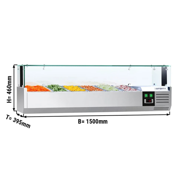 LED Işıklı Soğutmalı Teşhir Ünitesi  PREMIUM -   1500x395mm - 5x GN 1/3 + 1x GN 1/2