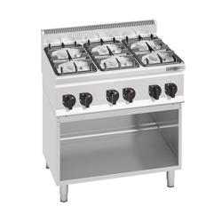 Fogão a gás - 28,5kW - 6 queimadores - aberto com base - com queimadores de alto rendimento
