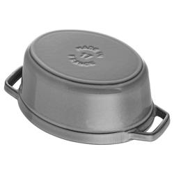 STAUB | Mini Cocotte Oval Enamelled Cast Iron Casserole Dish – 170 mm Oval – Graphite Grey – Pig Lid