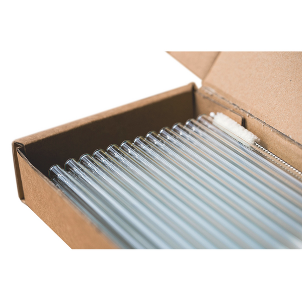 (50 bucăți) Paie de băut din sticlă - 15 cm - drept - incl. Perie de curățat