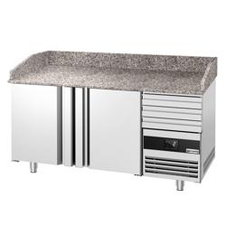 Pizzakylbänk PREMIUM - 1600x800mm - 2 dörrar och 3 lådor