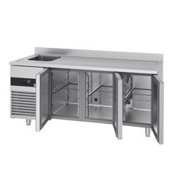 Commercial Refrigerated Worktable PREMIUM - 1900x700 -  3 Doors - 1 Basin Left - Upstand
