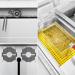 Indukciós olajsütő - álló - 30 liter - 10,0 kW - digitális vezérlés - automatikus kosátemeléssel - hidegzónás