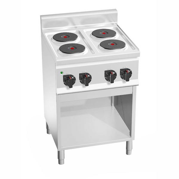 موقد كهربائي قائم بذاته LORENZO 600 - 600x600x1020mm - 8 kW - 4 مناطق طهي دائرية - خزانة قاعدة مفتوحة