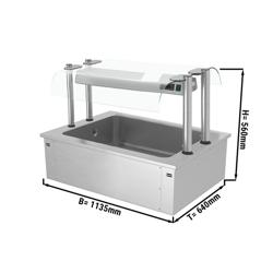 Inbyggd isbrunn - drop-in - 3x GN 1/1 - 1 000 mm - 130 l - med hostskydd i glas