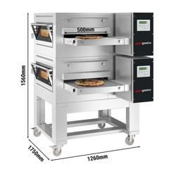 (2 szt.) Gazowy piec tunelowy do pizzy  - 1260x1750mm - cyfrowy - szerokość taśmy: 500mm - włącznie z  ramą podstawy	