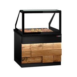Warm buffet TORONTO - 1250mm - houten front - voor 3x GN 1/1 - zwart granieten werkblad