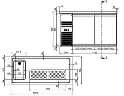 Pivski štand Premium PLUS - 1550x700 mm - 1 staklena vrata & 3 ladice 