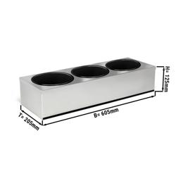 Suport inox dozatoare sosuri - Oțel inoxidabil - 605x205x125 mm - compatibil cu SRK5 - 3 x 4,5 litri
