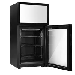 Minibar congelador – 460 mm – com 1 porta de vidro e ecrã LCD incorporado de 19 polegadas