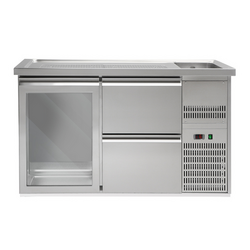 Pivski štand Premium PLUS - 1550x700 mm - 1 staklena vrata & 2 ladice 