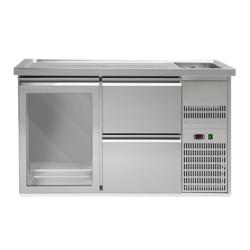 Barkoelkast PREMIUM PLUS - 1550x700mm - 1 glazen deur & 2 laden