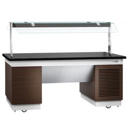 Buffet gekoeld DUBLIN - 2000mm - met gekoelde plaat & zwenkwielen - zwart